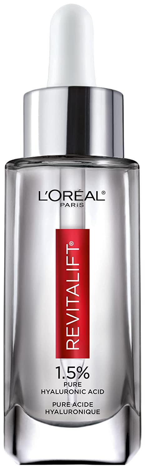 L'Oreal Paris Revitalift 1.5% Pure Hyaluronic Acid Face Serum, to Hydrate, Visibly Plump Skin, & Reduce Wrinkles, Fragrance Free 1 oz.