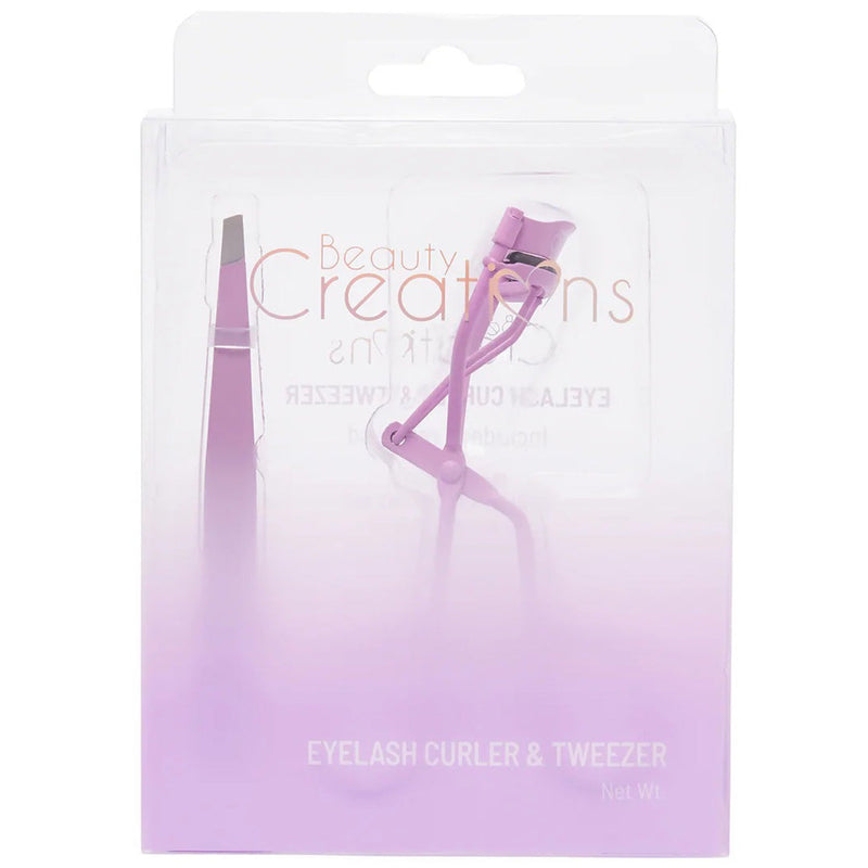 Beauty Creations Eyelash Curler & Tweezer Purple - Wholesale 12 Units (ELCTSET-PURPLE)