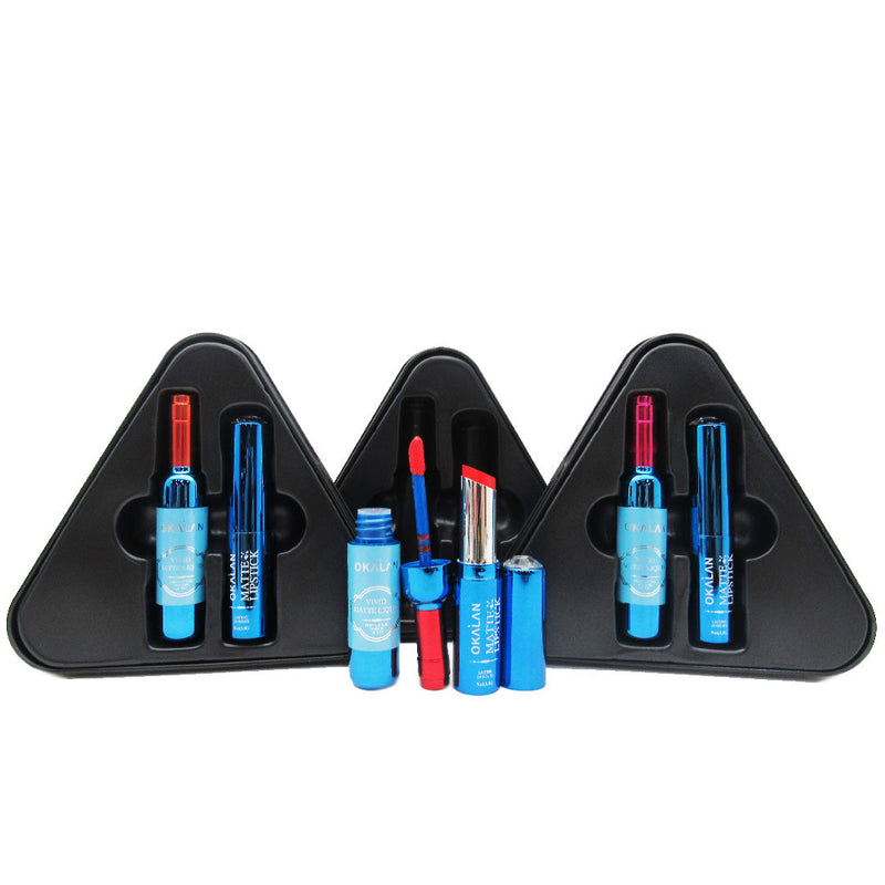 Okalan Vivid Matte Liquid & Matte Lipstick 24HR Assorted - Wholesale 6 Units (OKL-MS001A-B-C-D)